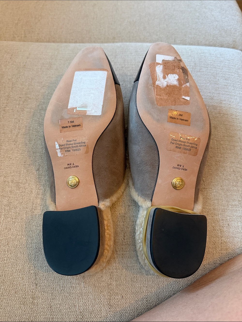 Veronica Beard Cecile Cap Toe Shearling Slides- size 7.5 - Picture 3 of 4